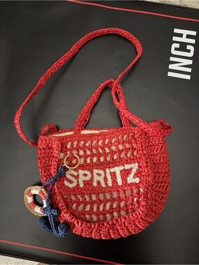 Red Crochet 'SPRITZ' Crossbody Bag (Charms included)